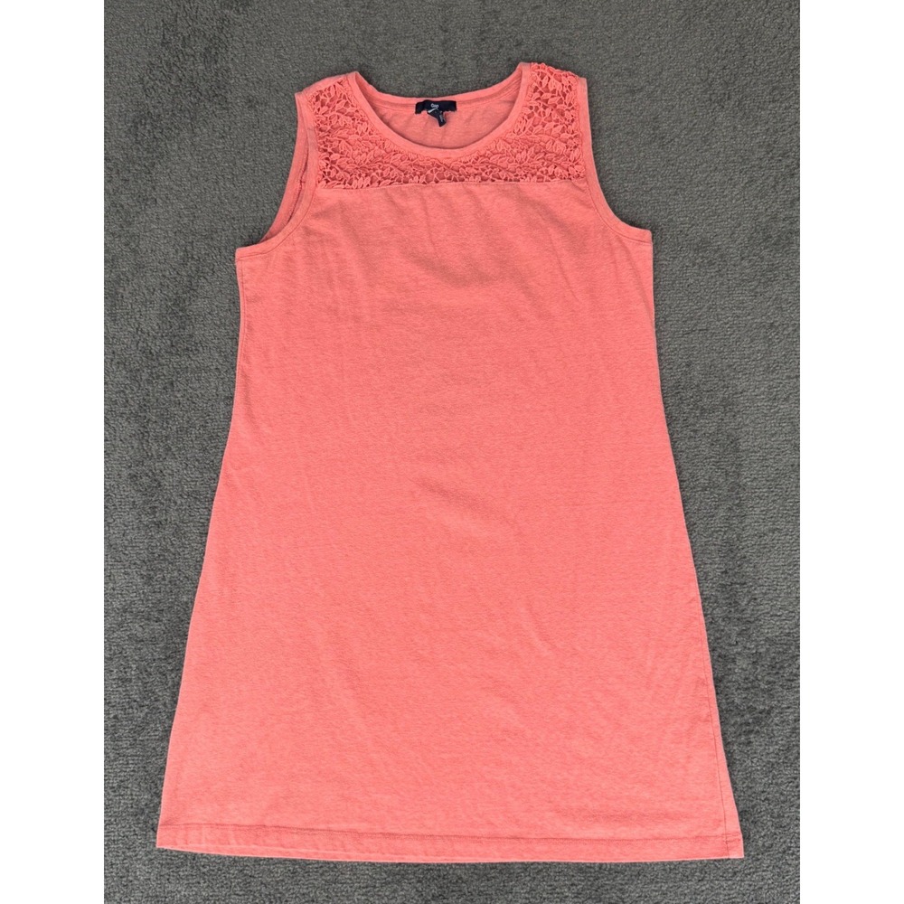 Gap Womens Sleeveless Lace Yoke Shift Dress Coral Pink Size‎ Small Heathered